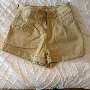 High-Rise Casual Women’s Shorts in Mustard